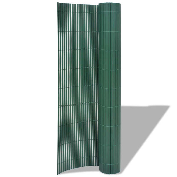 vidaXL Double-Sided Patio Fence PVC 35.4x196.9" Green