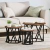 vidaXL Nesting Side Table 3 pcs Smoked Oak Engineered wood and steel