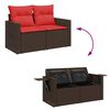 vidaXL 7 Piece Patio Sofa Set with Cushions Brown Poly Rattan