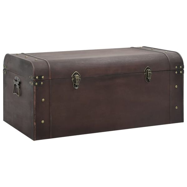 vidaXL Treasure Chest Dark brown Plywood, Fir veneered engineered wood