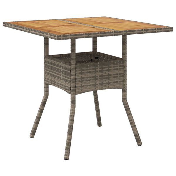 vidaXL Garden Table Grey PE rattan, powder-coated steel, solid acacia wood