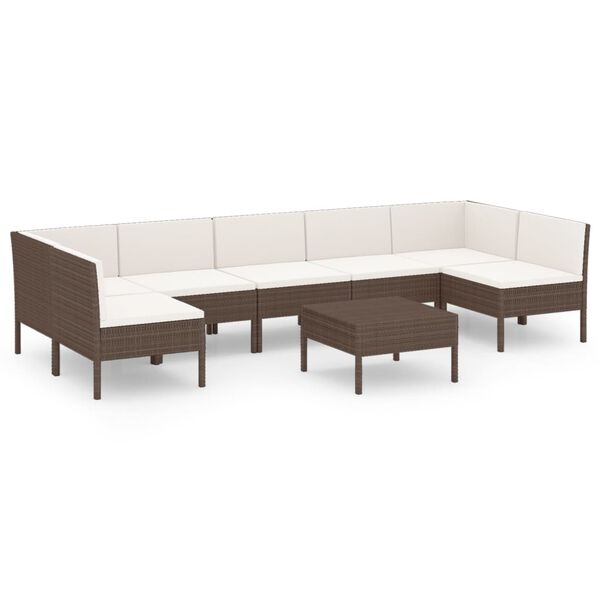 vidaXL Garden Lounge Set Brown, Cream White