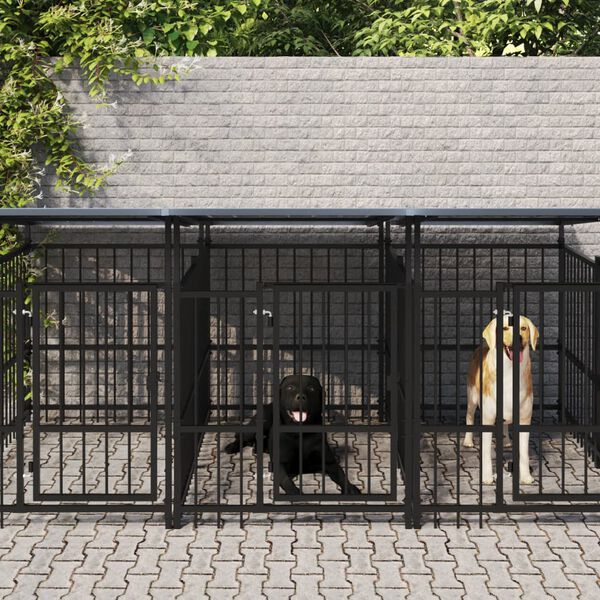 vidaXL Dog Kennel Black Powder-coated steel 80.8 sq ft Durable
