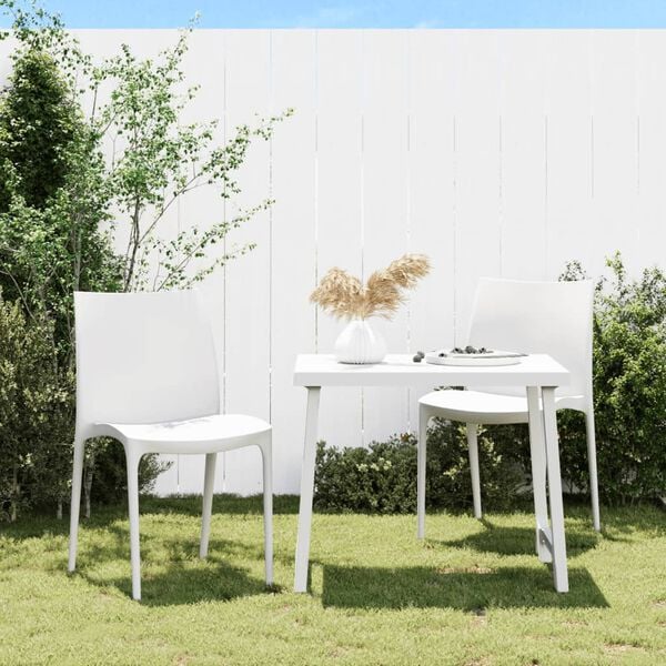 vidaXL Garden Chair Set of 2 White Polypropylene Medium Stackable