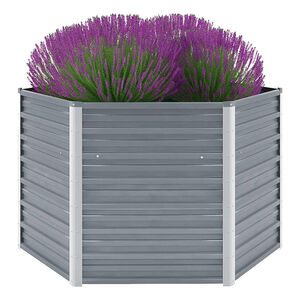 vidaXL Raised Bed Grey Galvanized Steel 50.8 x 50.8 x 30.3 in Durable