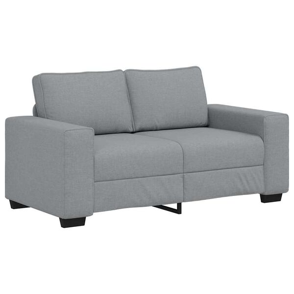 vidaXL 2-seater Sofa Light grey Polyester fabric, metal, plywood, solid wood