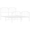 vidaXL Bed Frame White Powder-Coated Steel 53.1 x 74.8 in Bed Frame