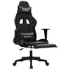 vidaXL Massage Gaming Chair with Footrest Black Faux Leather