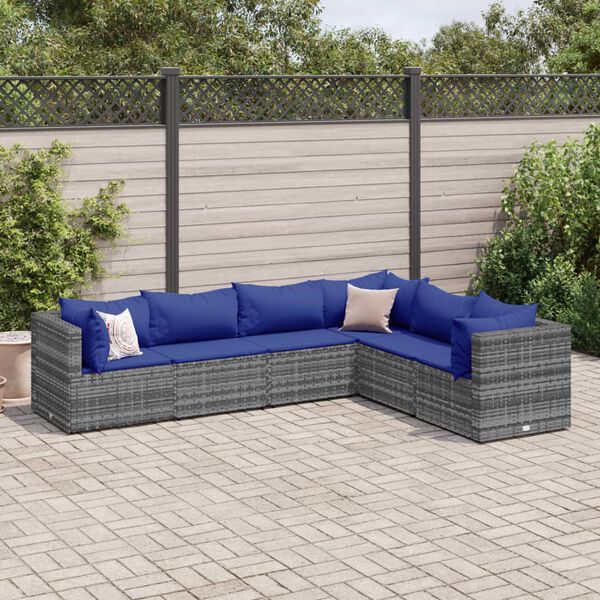 vidaXL Patio Lounge Set Grey, Dark Blue
