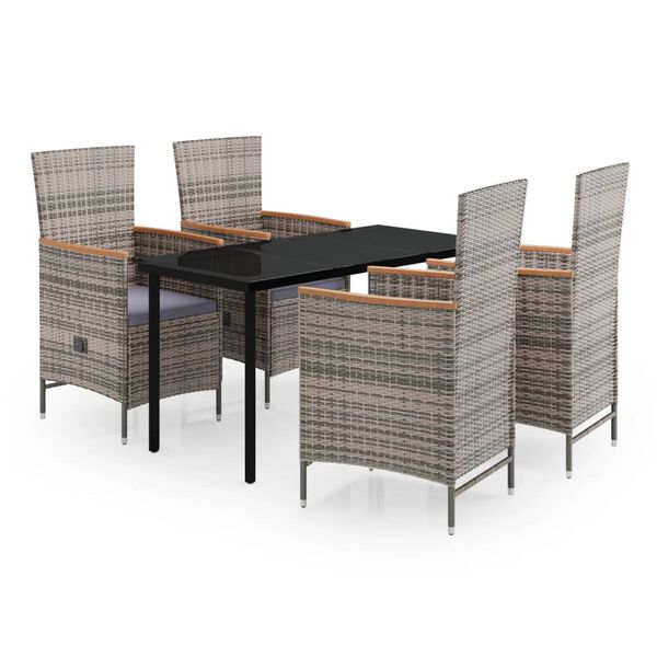 vidaXL Garden Dining Set Grey and Black