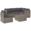 vidaXL Garden Lounge Set Grey PE rattan, powder-coated steel, polyester, PVC