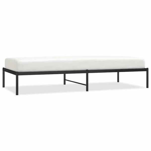 vidaXL Bed Frame Black Powder-Coated Steel Twin Bed Frame Rectangular