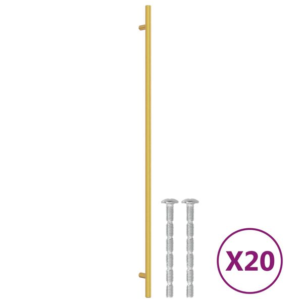 vidaXL Cabinet Handle Set of 20 Gold Stainless Steel 22.0 in length