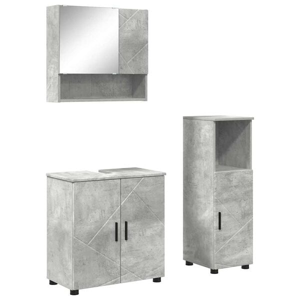 vidaXL Bathroom Furniture Set 3 pcs Concrete grey Engineered wood