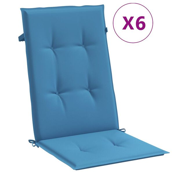 vidaXL Highback Chair Cushion Set of 6 Melange Blue 100% polyester