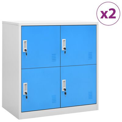 vidaXL Locker Cabinets 2 pcs Light Gray and Blue 35.4"x17.7"x36.4" Steel