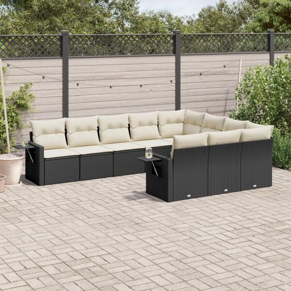 vidaXL Garden Sofa Set Black PE rattan Large Foldable Garden Sofa Set