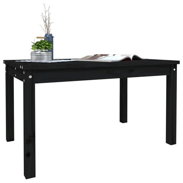 vidaXL Garden Table Black Solid Pine Wood Medium Lightweight