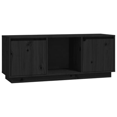 vidaXL TV Cabinet Black 43.5"x13.8"x17.3" Solid Wood Pine