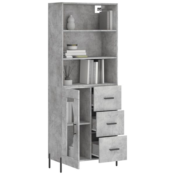 vidaXL Highboard Concrete Grey Engineered Wood and Iron Large Highboard
