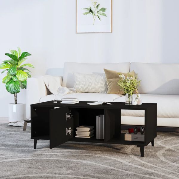 vidaXL Coffee Table Black Engineered Wood Standard Coffee Table
