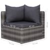 vidaXL Garden Lounge Set Grey PE rattan, Powder-coated steel, Glass