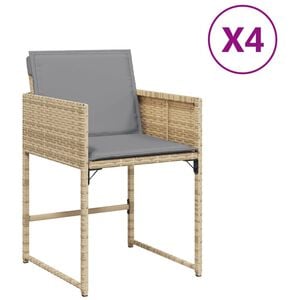 vidaXL Patio Chair Mix Beige PE Rattan and Powder-Coated Steel Standard