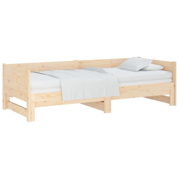 vidaXL Pull-out Day Bed Natural Pine Solid Pine Wood Standard