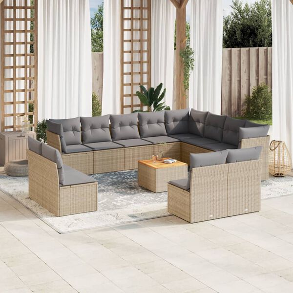vidaXL Garden Sofa Set Beige, Light grey