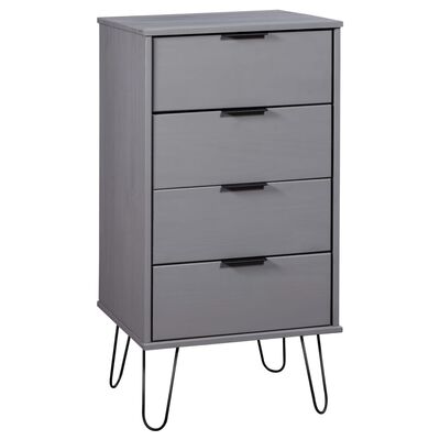 vidaXL Drawer Cabinet Gray 17.7"x15.6"x35.6" Solid Pine Wood