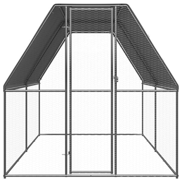 vidaXL Chicken Cage Silver and Grey Galvanized Steel, Polyethylene Large