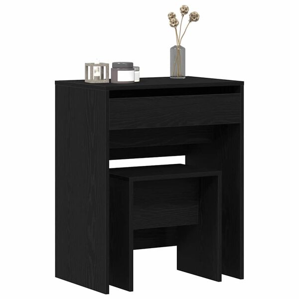 vidaXL Dressing Table Black oak 23.6" x 15.7" x 29.5" Engineered wood