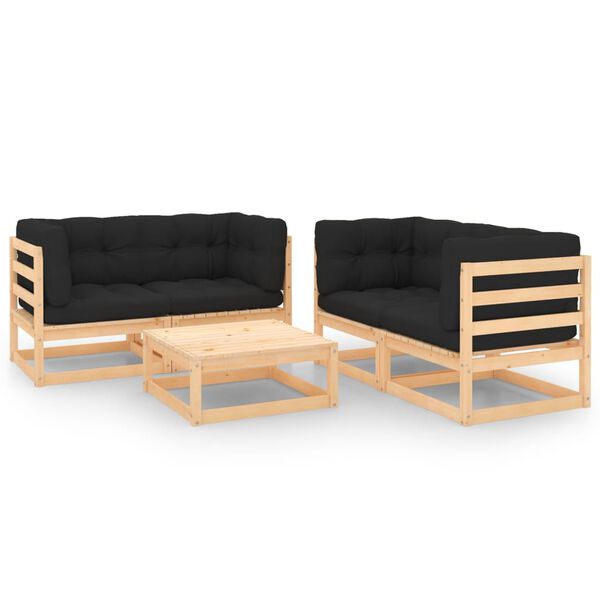 vidaXL Garden Lounge Set Anthracite, Pine