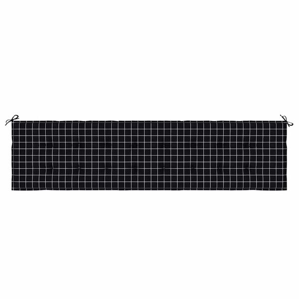 vidaXL Patio Bench Cushion Black Check Pattern 78.7x19.7x1.6" Fabric