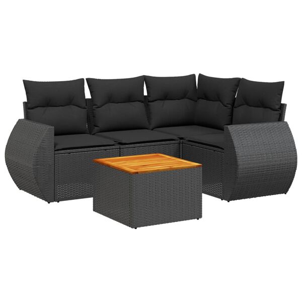 vidaXL Garden Sofa Set Black