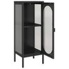 vidaXL Sideboard Black Powder-coated steel, fluted glass