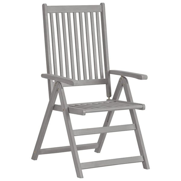 vidaXL Garden Chair Set of 3 Grey Solid acacia wood, 100% polyester