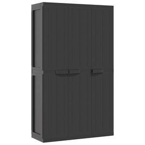 vidaXL Outdoor Storage Cabinet Black Polypropylene 38 x 14 x 65 in