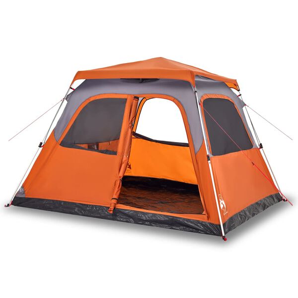 vidaXL Family Tent Dome 6-Person Gray and Orange Quick Release