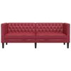 vidaXL Chesterfield Sofa 3-Seater Wine Red Faux Leather