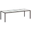 vidaXL 9 Piece Patio Dining Set with Cushions Brown Poly Rattan and Glass
