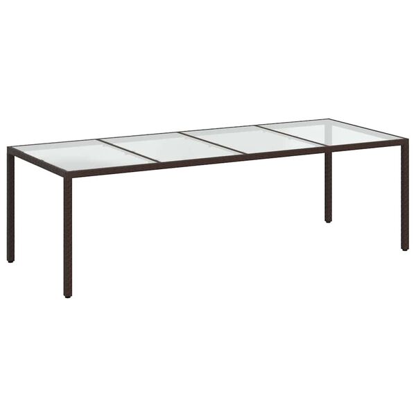 vidaXL 9 Piece Patio Dining Set with Cushions Brown Poly Rattan and Glass