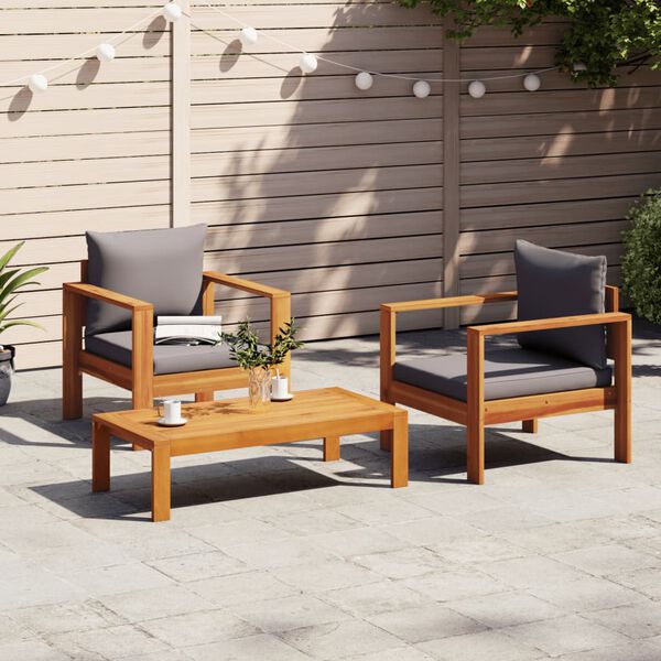 vidaXL Garden Sofa Set Dark grey and natural wood