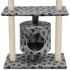 vidaXL Cat Tree Grey with paw prints
