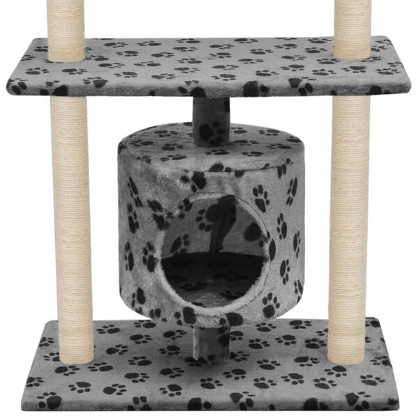 vidaXL Cat Tree Grey with paw prints