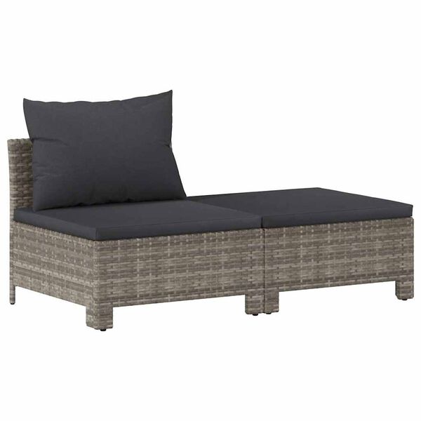 vidaXL Garden Lounge Set Gray Poly rattan Medium Lightweight