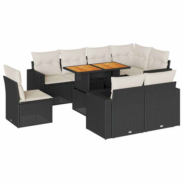 vidaXL Garden Sofa Set Black and Cream White