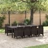 vidaXL Garden Dining Set 9 pcs Brown Polt rattan