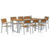 vidaXL Garden Dining Set 9 pcs Gray and brown 78.7" x 35.4" x 29.5