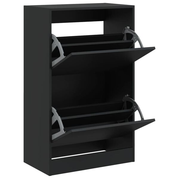 vidaXL Shoe Cabinet Black Engineered wood Compact Shoe Cabinet